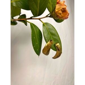 Vintage Brass Crescent Earrings with Organic Patina